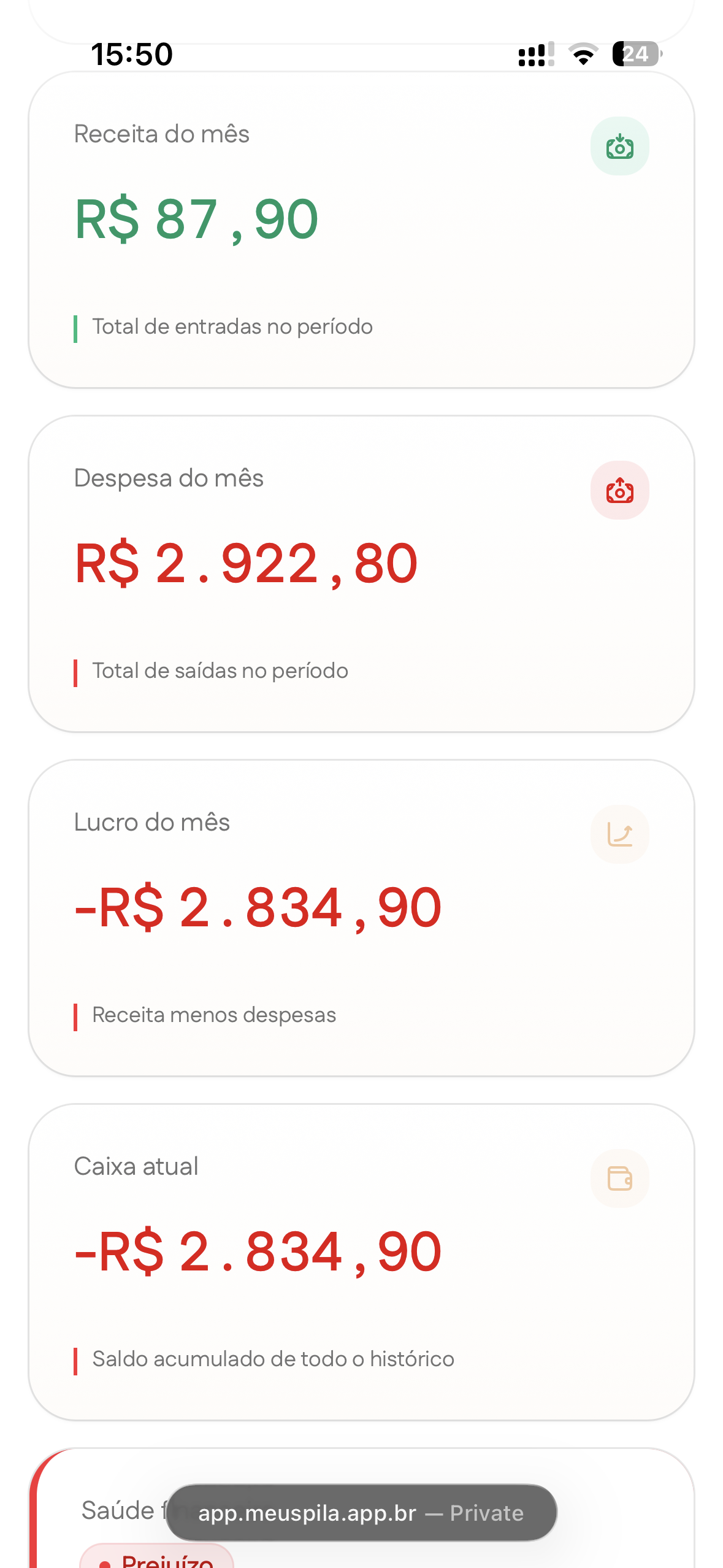 Exemplo de relatório financeiro